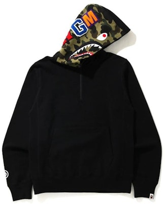 BAPE Shark Half Zip Pullover Hoodie Black Buy BAPE Shark Half Zip Pullover Hoodie Black