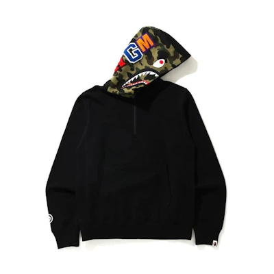 BAPE Shark Half Zip Pullover Hoodie Black
