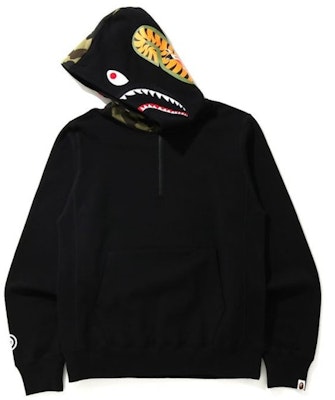 BAPE Shark Half Zip Pullover Hoodie Black Order BAPE Shark Half Zip Pullover Hoodie Black