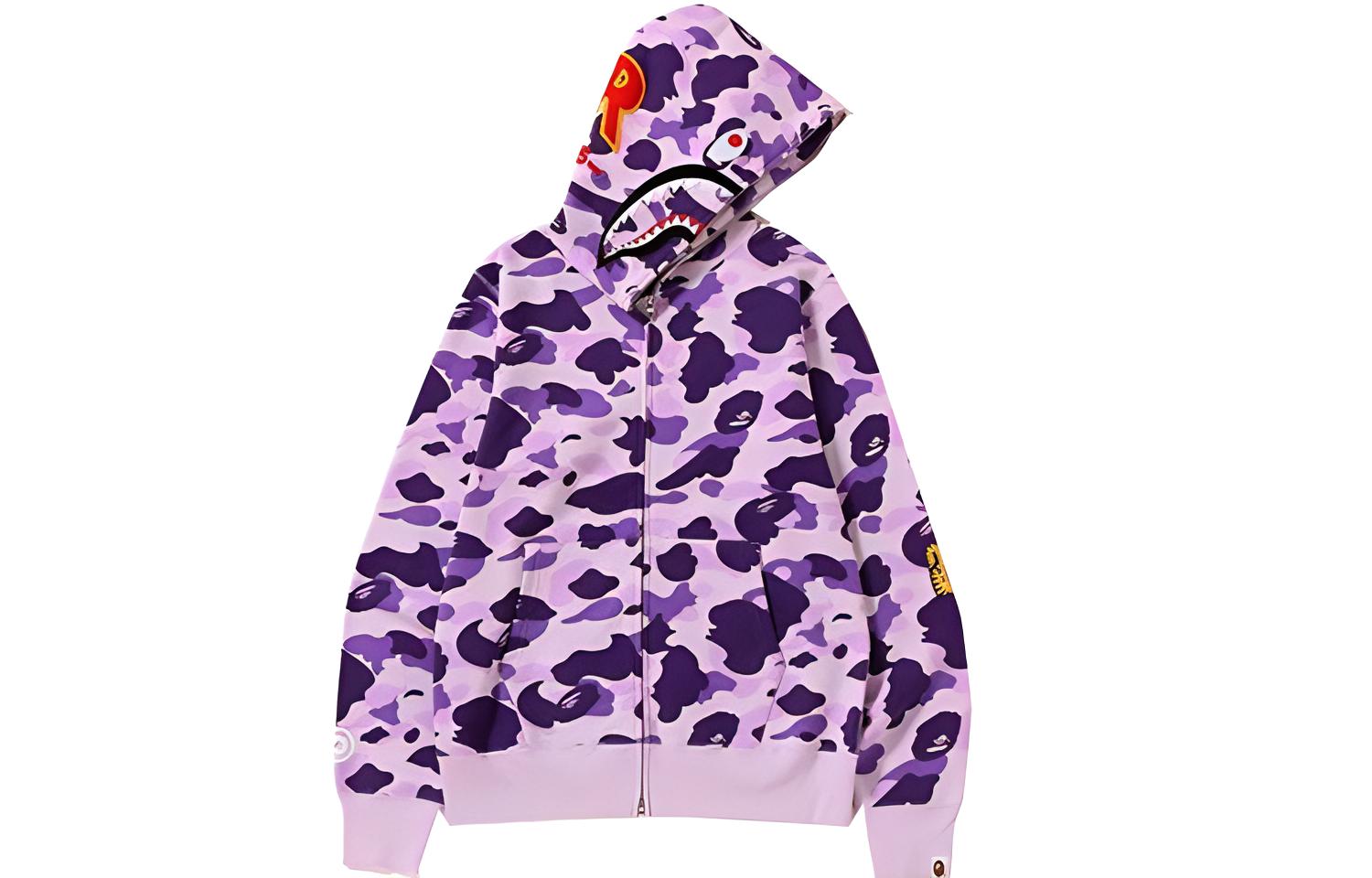 BAPE Shark Hoodie Taipei 12th Anniversary Camo Unisex Purple BAPE-TBD-001