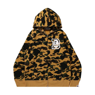 BAPE Shark Hoodie Yellow Camo Full Zip Ape Head Print () 1I80-115-009