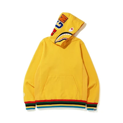 BAPE Shark Line Rib Pullover Hoodie Yellow