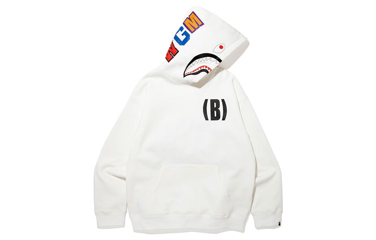 BAPE Shark Logo Print Solid Color Hoodie Men 0ZXSWMSWFW05F