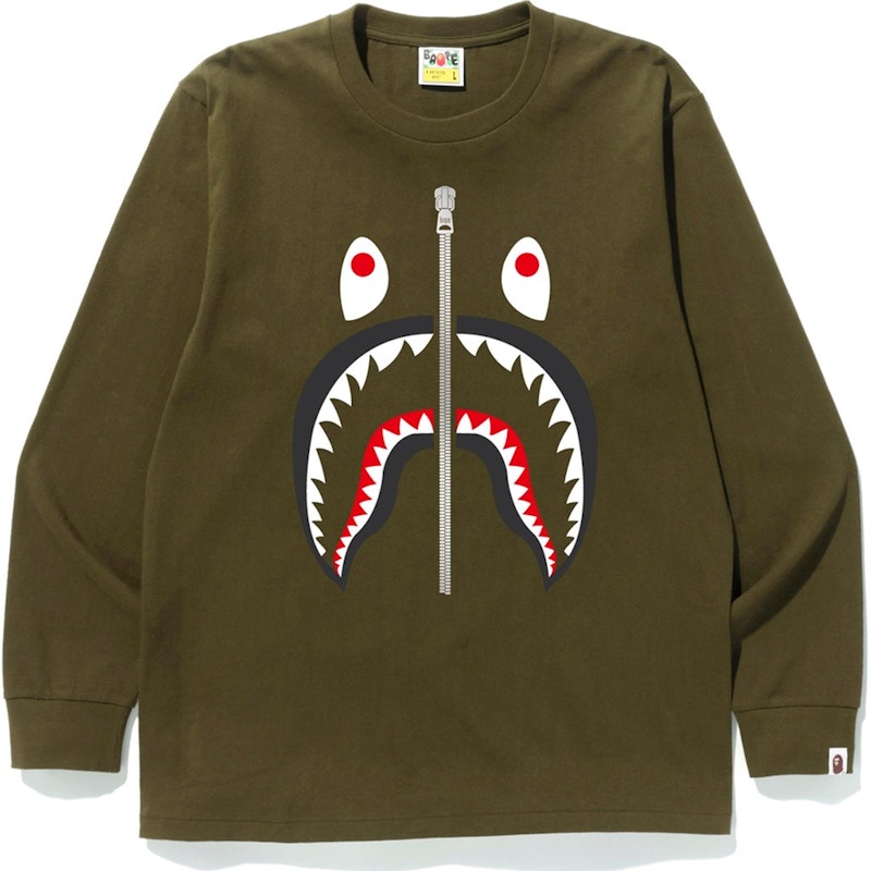 Bape Shark LS Tee Olive