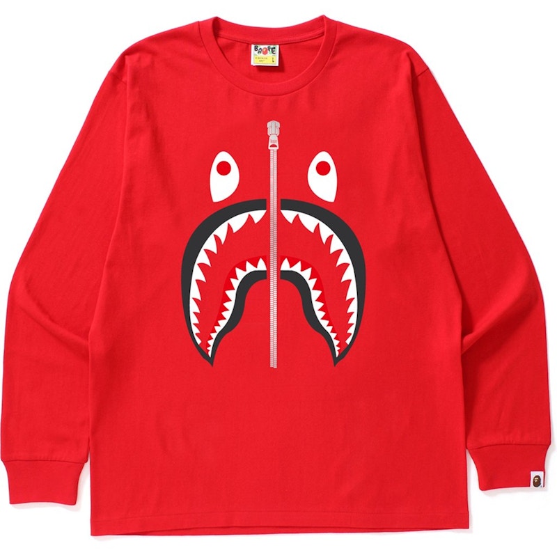 Bape Shark LS Tee Red