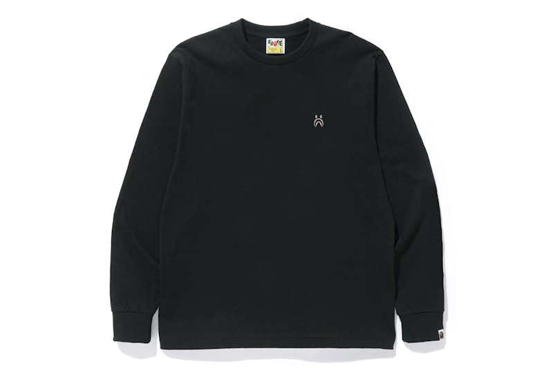 Buy BAPE Shark Satu Titik Lengan Panjang Kaos Hitam