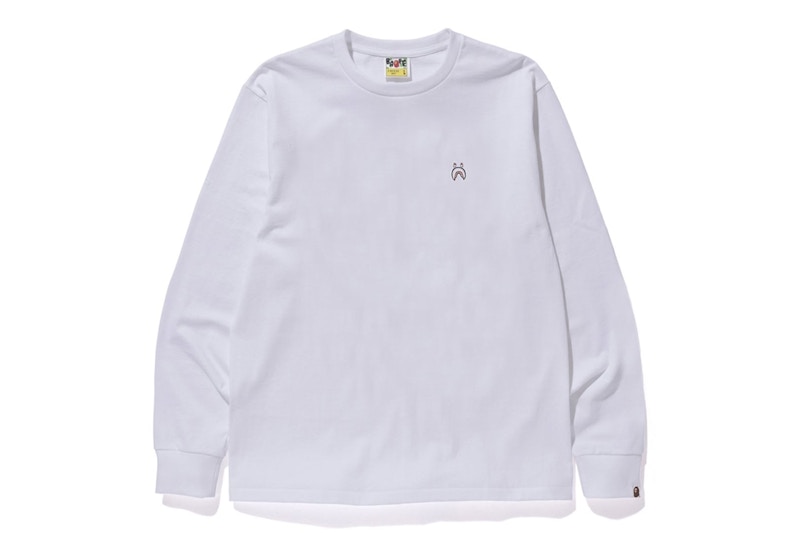 Buy BAPE 鲨鱼一字长袖T恤 白色