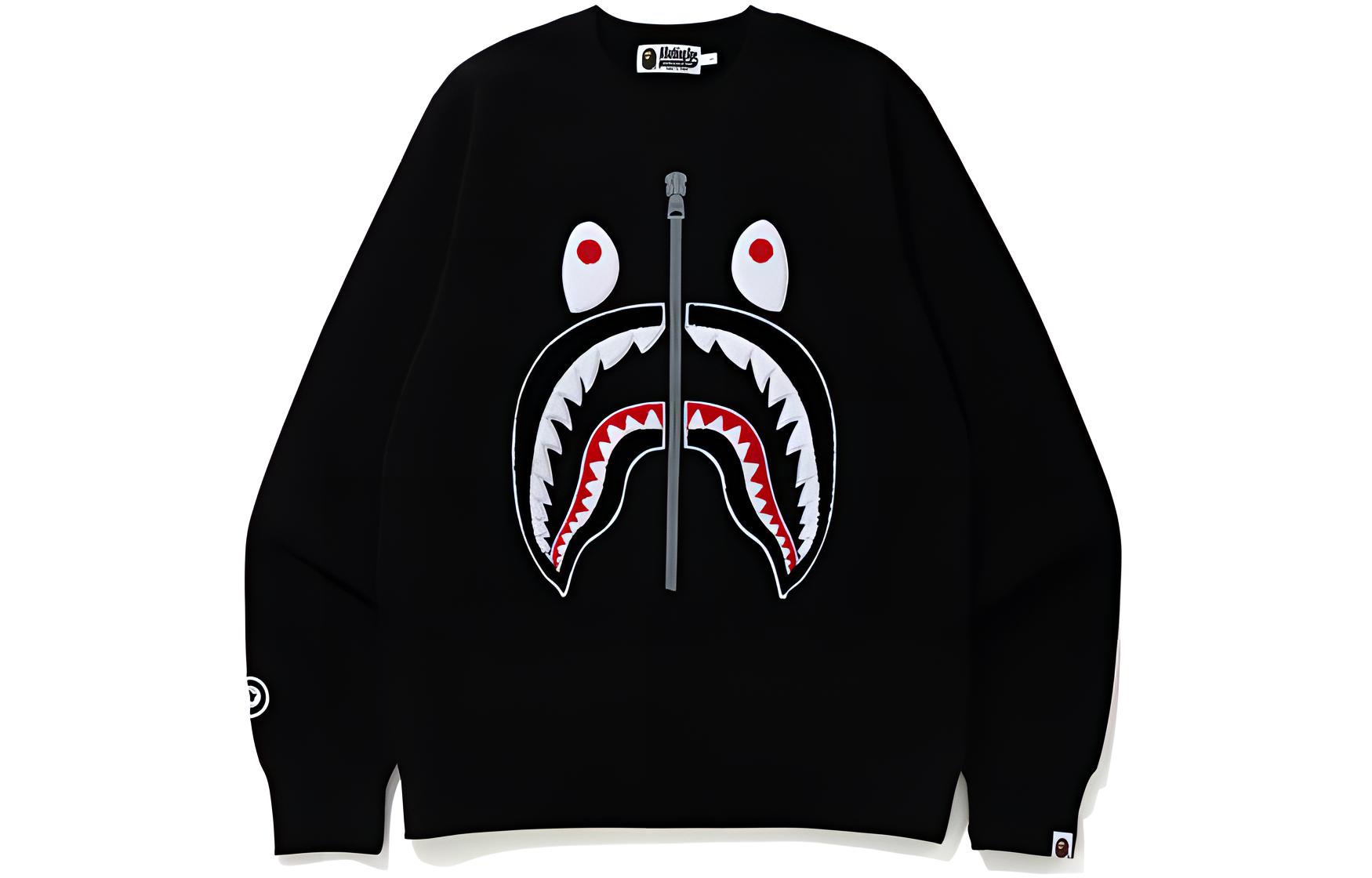 BAPE Shark Patch Embroidered Logo Pullover Sweatshirt Long Sleeve 0ZXSWM113021F