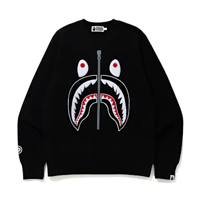 BAPE Shark Patch Embroidered Logo Pullover Sweatshirt Long Sleeve 0ZXSWM113021F