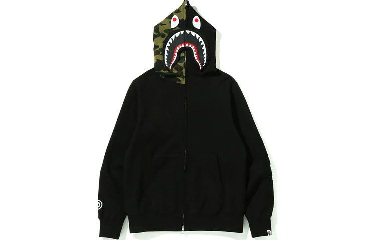 BAPE Shark Series Detachable Full Zip Hoodie Colorblock Camo Fashion 1H80-115-013