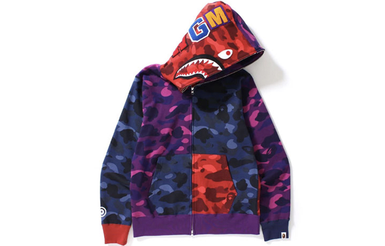 BAPE Shark Series Full-Zip Hoodie Jacket Colorblock Design 1H20-115-012