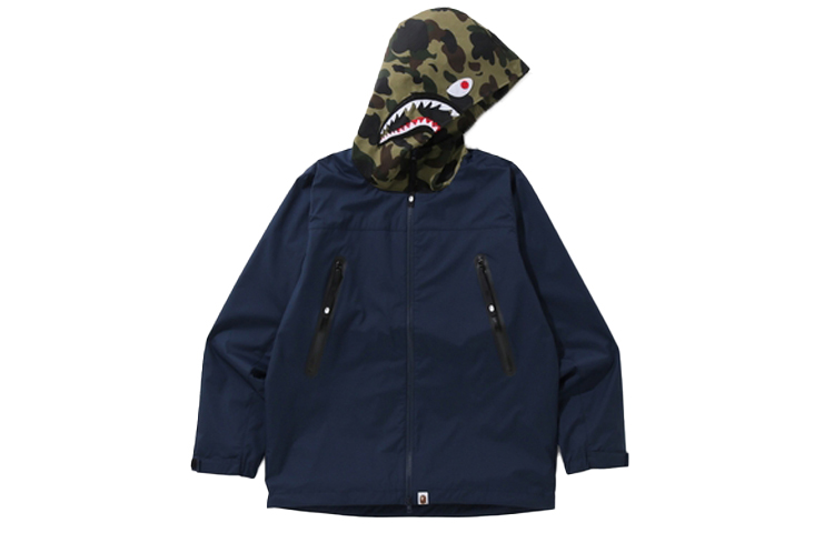 BAPE Shark Series Shark Hooded Jacket Navy Blue Zip-Up Hoodie 1F70-140-009