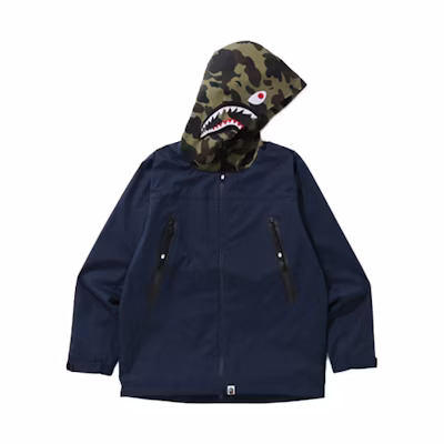 BAPE Shark Series Shark Hooded Jacket Navy Blue Zip-Up Hoodie 1F70-140-009