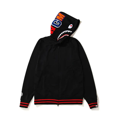 BAPE Shark Series SS20 WGM Shark Hoodie Full Zip Striped Unisex Sweatshirt 1F80-114-007