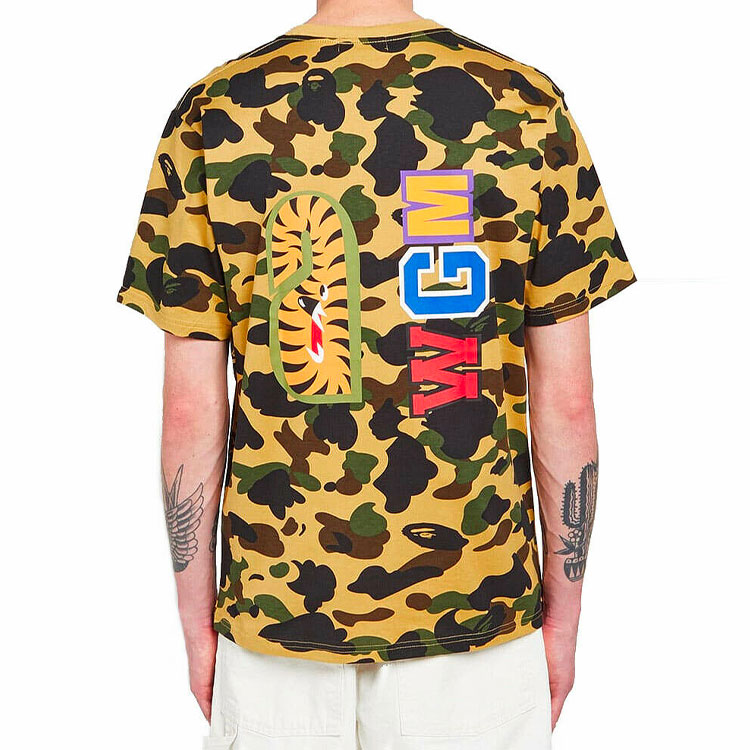 BAPE Shark Series Yellow Graphic Print Short Sleeve T-Shirt for Men. 1F80-109-003 圖 5