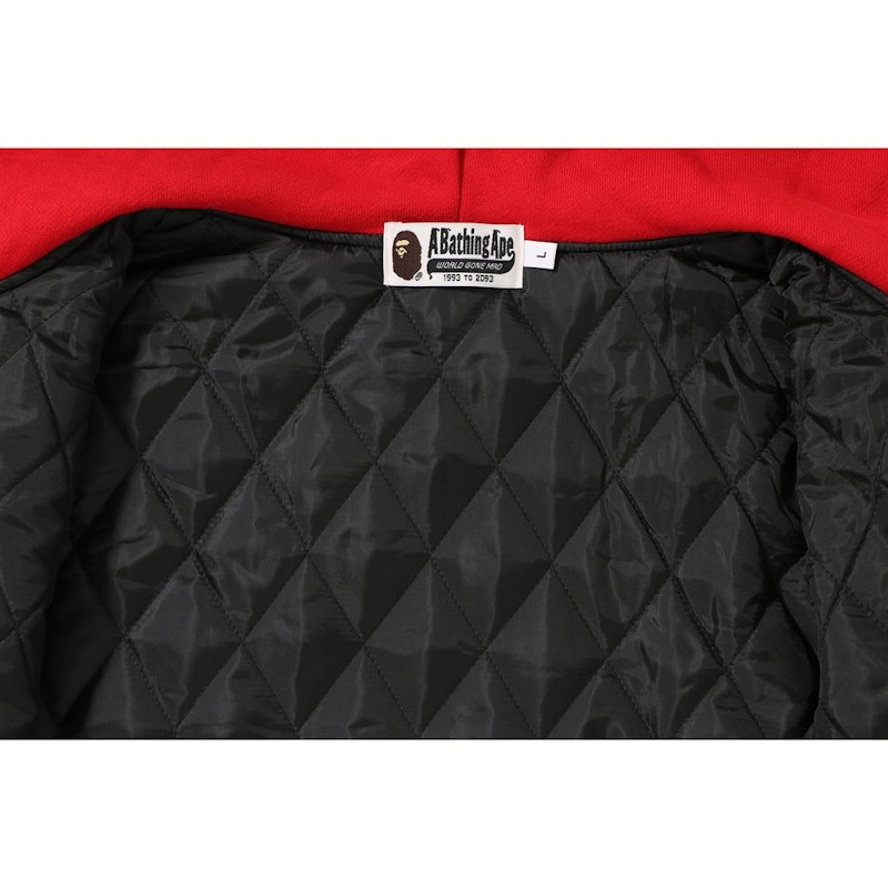 Bape Shark Sweat Varsity Hoodie Jacket Red Grey 圖 3