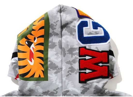 Bape鲨鱼宽松连帽卫衣灰色 Lookbook Bape鲨鱼宽松连帽卫衣灰色