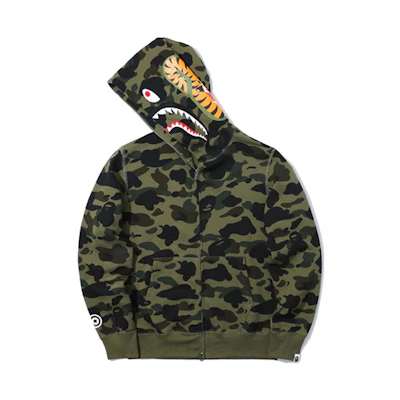 BAPE Shark Zip-Up Hoodie Camo Green Unisex BP0ZXSWM15007XC
