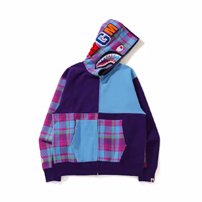 BAPE Shark Zipper Hoodie Patchwork 1H30-115-002