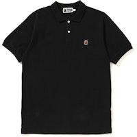 Bape Silicon Ape Head One Point Polo Black Bape Silicon Ape Head One Point Polo Black