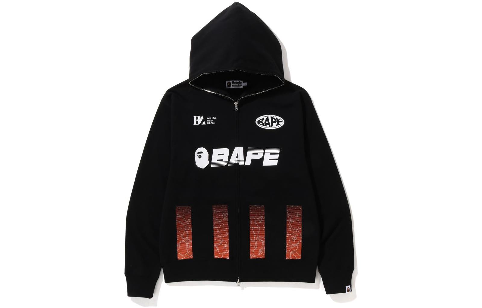 BAPE Soccer Letter Graphic Full-Zip Hoodie Black 1I80-115-001