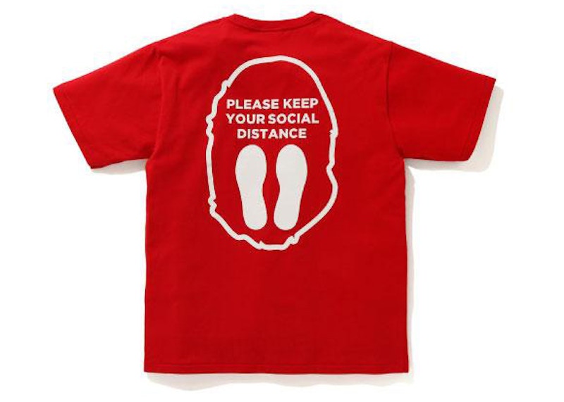 BAPE Social Distance Ape Head Tee Red 圖 2