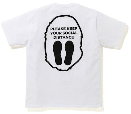 BAPE Social Distance Ape Head Tee White Order BAPE Social Distance Ape Head Tee White