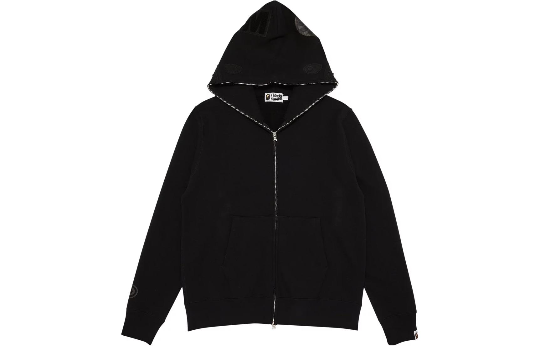 BAPE Solid Color Full Zip Hoodie Black 1I70-115-002