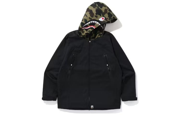 BAPE Solid Color Shark Hoodie Black Unisex 1f70140008