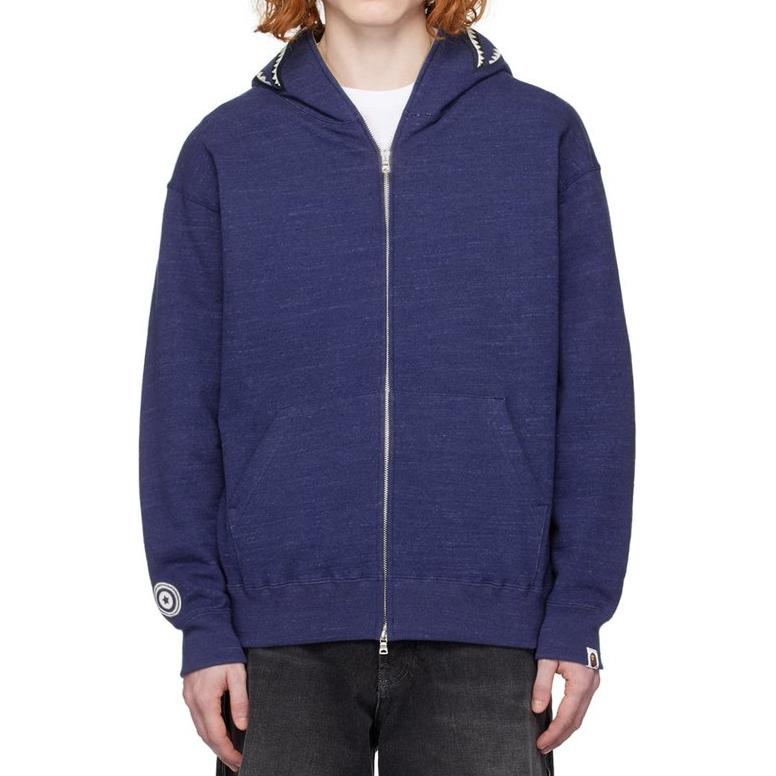 BAPE Solid Color Zip-Up Hoodie Jacket Indigo Blue 001ZPJ801058I