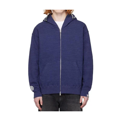BAPE Solid Color Zip-Up Hoodie Jacket Indigo Blue 001ZPJ801058I