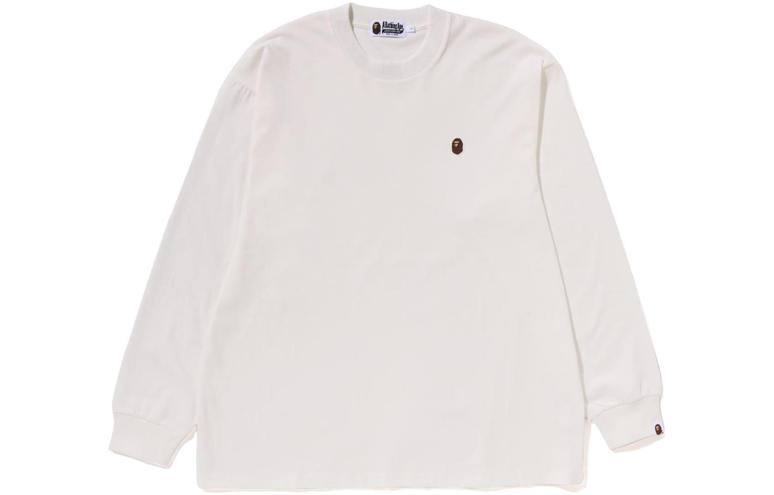 BAPE Solid Crewneck Logo Pullover Sweatshirt Beige () 1J80-111-053