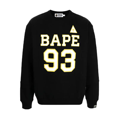 BAPE Solid Logo Print Crewneck Pullover Sweatshirt Black 001SWH301005X