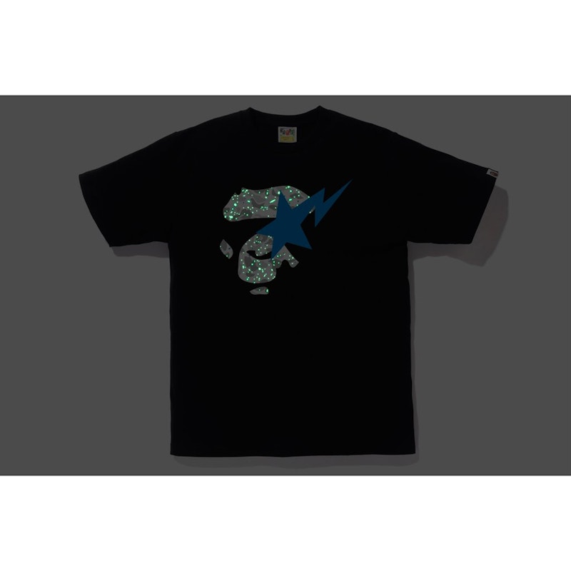 Bape Space Camo Ape Face On Bapesta Tee Black 圖 3