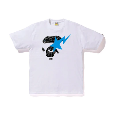 Bape Space Camo Ape Face On Bapesta Tee White