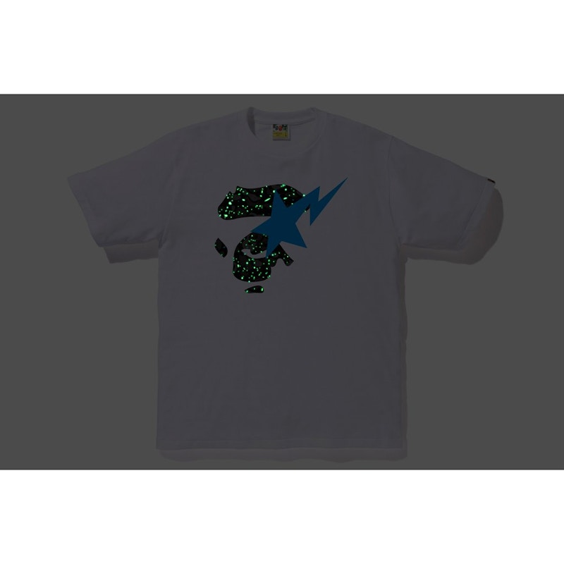 Bape Space Camo Ape Face On Bapesta Tee White 圖 3