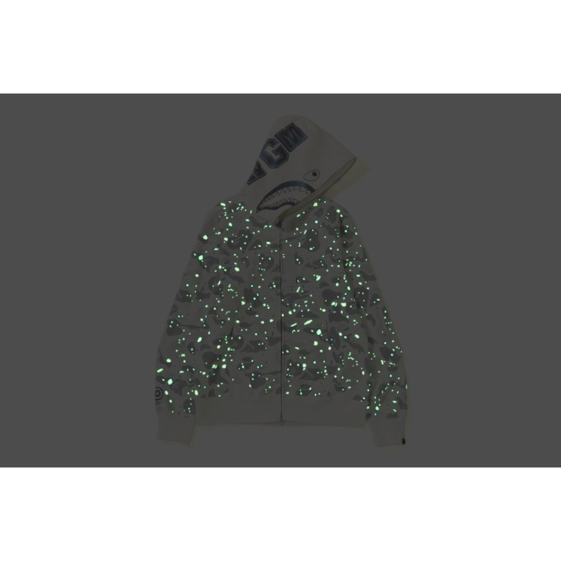 Bape Space Camo Shark Full Zip Hoodie White 圖 3