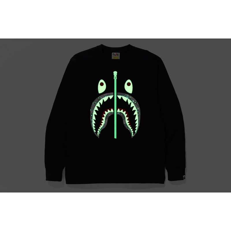 Bape Space Camo Shark LS Tee Black 圖 2