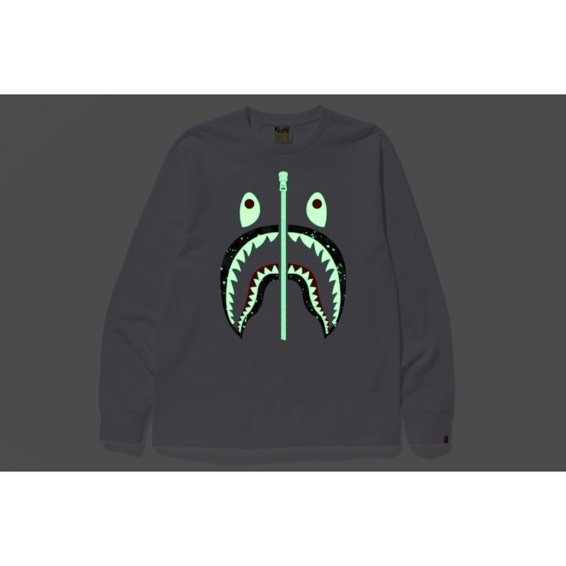 Bape Space Camo Shark LS Tee White 圖 2