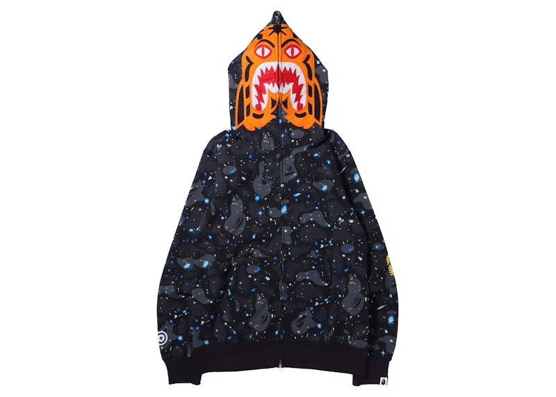 Lookbook Hoodie Zip Penuh BAPE Space Camo Tiger Hitam