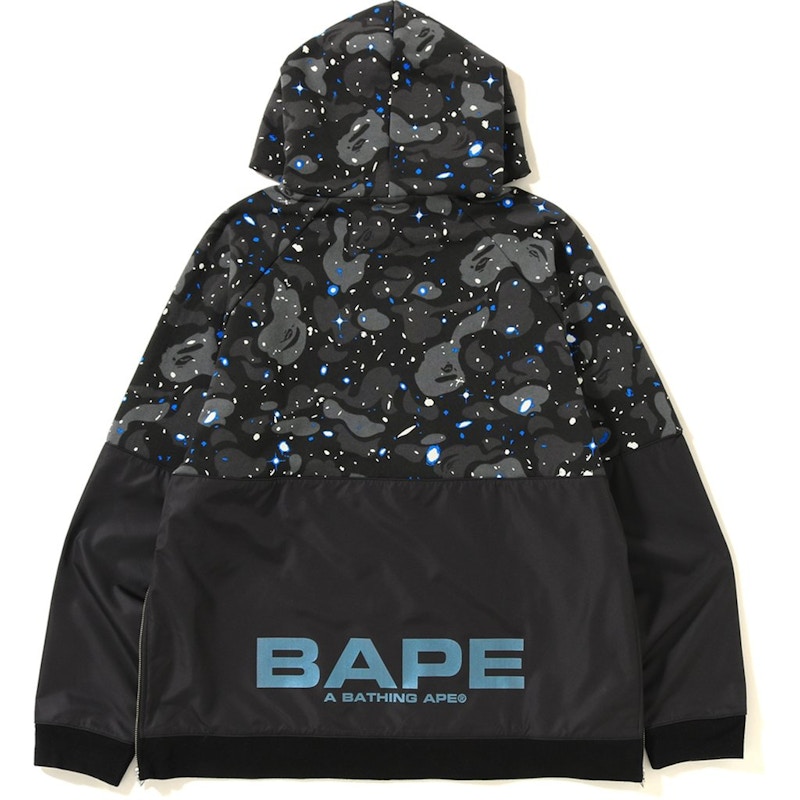 Bape Space Camo Wide Side Zip Pullover Hoodie Black 圖 2