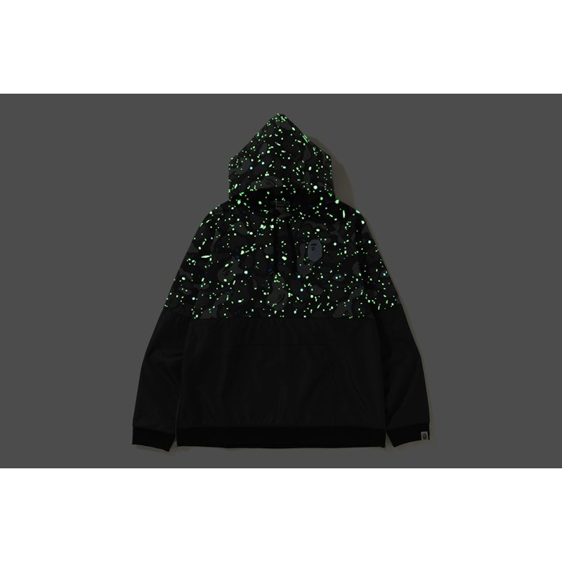 Bape Space Camo Wide Side Zip Pullover Hoodie Black 圖 3