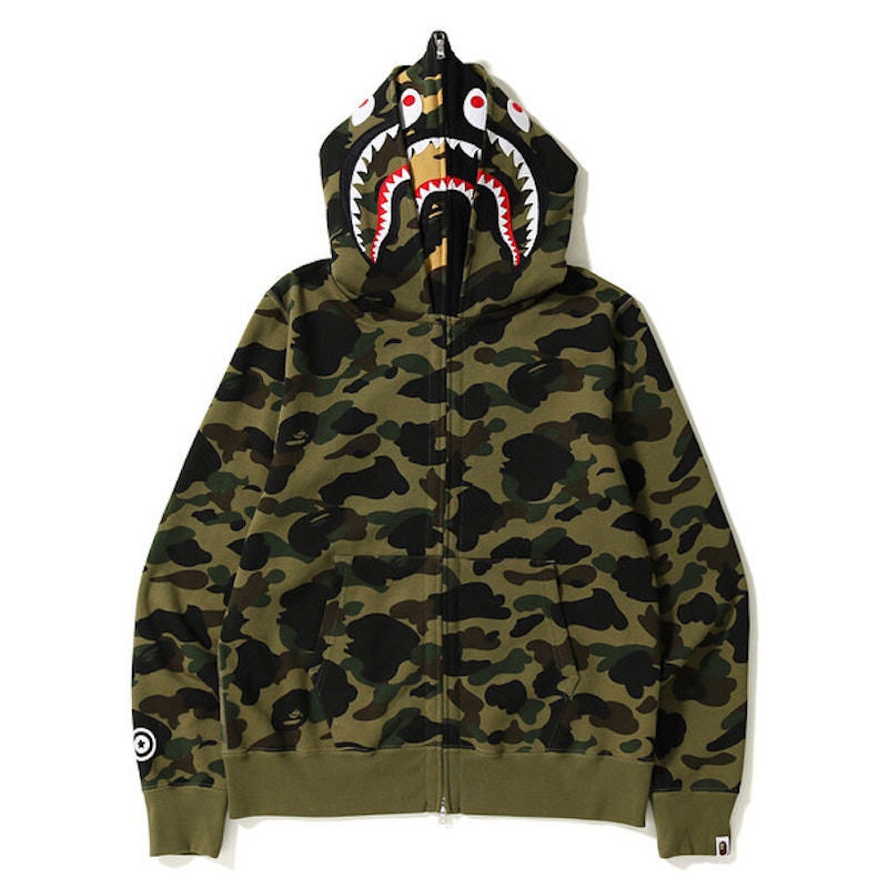 Buy BAPE 1stカモシャークフルジップフーディ (緑) SS19
