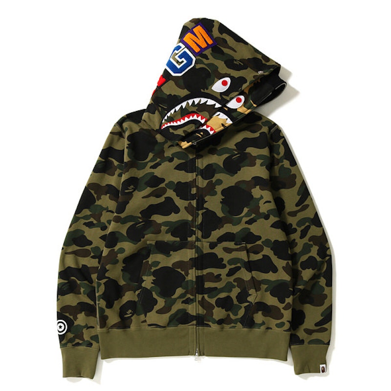 Bape SS19 1st Camo Shark Full Zip Hoodie Green 圖 2
