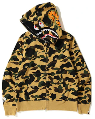 Bape 2019年春夏季第一迷彩鯊魚拉鍊連帽上衣 黃色 Order Bape 2019年春夏季第一迷彩鯊魚拉鍊連帽上衣 黃色