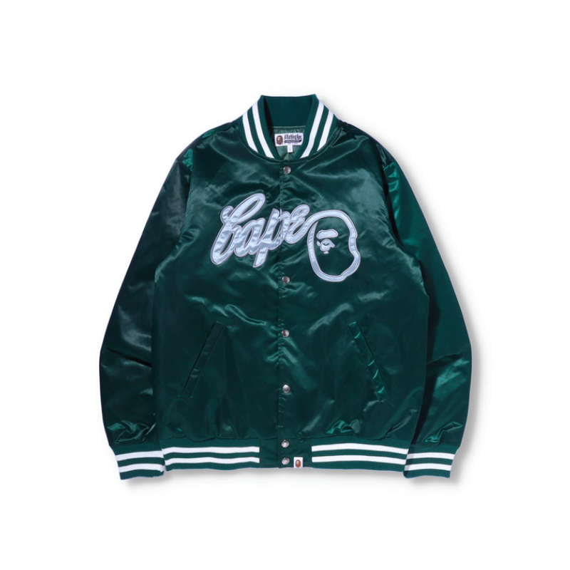 BAPE SS22  Ape Logo Striped Baseball Jacket. 0ZXJKM14002XH