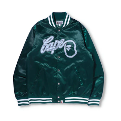 BAPE SS22 Ape Logo Striped Baseball Jacket. 0ZXJKM14002XH