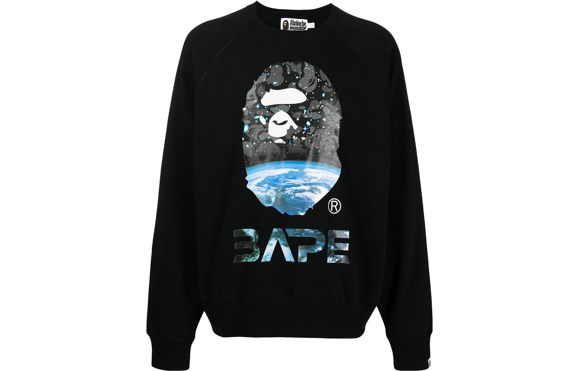 BAPE SS22 Ape Logo Print Crewneck Long Sleeve Sweatshirt 001SWH801005M