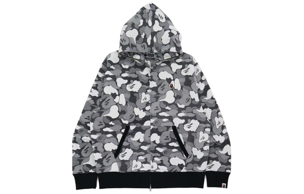 BAPE SS22 Grey Camo Hoodie with Embroidered Ape Head Badge 0ZXSWM115002H