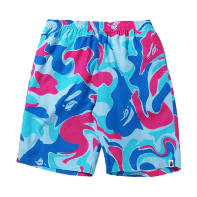 BAPE SS22 Logo Print Straight Shorts Blue for Men 1i30-153-004